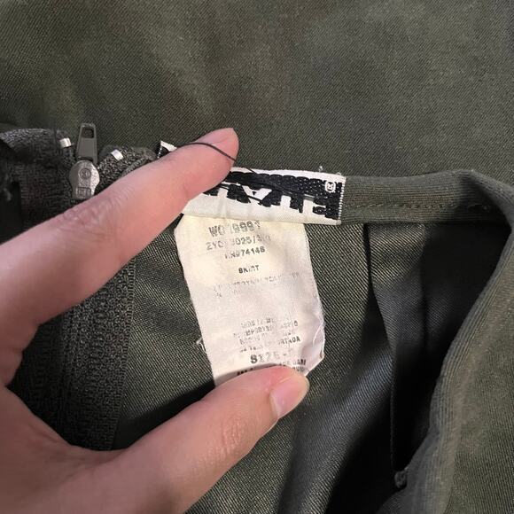 VTG Jalate Faux Suede Skirt Velvet Knee Length Mini A-Line Medium Green Olive - Picture 4 of 5